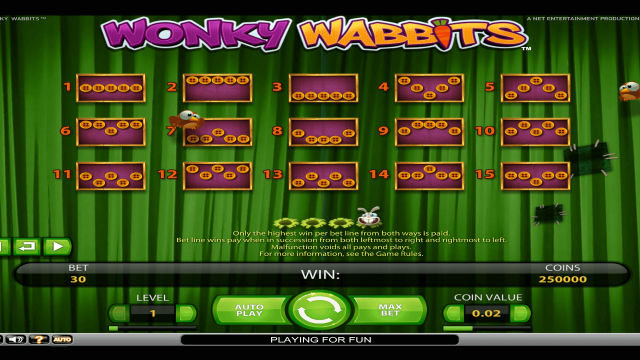 Игровой аппарат Wonky Wabbits